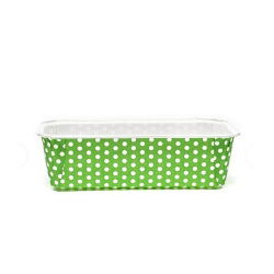 "Plumpy" rectangular paper cake mould - 15.8 x 5.4 x 5 cm - green with dot pattern - 20 pcs