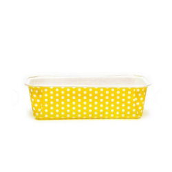 "Plumpy" rectangular paper cake mould - 15.8 x 5.4 x 5 cm - yellow with dot pattern - 20 pcs