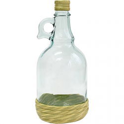 Gallonflaska i en halmkorgsbas med en vridbar lock - 1 liter - 