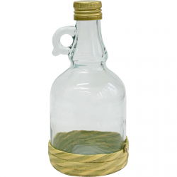 Gallonflaska i halmkorgsbotten med skruvlock - 500 ml - 
