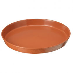 Carcasă rotundă din lemn de cereale „Elba” cu o farfurie - 22 cm - de culoare teracotă - 