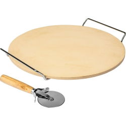 Piatra rotunda de pizza cu maner + cutit - 33 cm - 