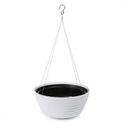 "Jersey" runde Hängepflanze Schüssel - 24 cm - weiß - 