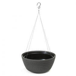 "Jersey" runde hängende Pflanzenschale - 24 cm - anthrazitgrau - 