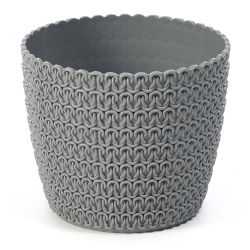 Estuche redondo "Jersey Magnolia" - 11 cm - gris - 
