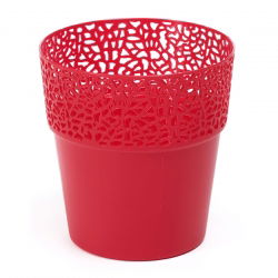 Carcasă cu ochiuri de plasă „Rosa” cu finisaj asemănător dantelelor - 17 cm - roșu - 