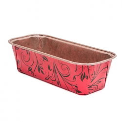 "Plumpy" rectangular paper cake mould - 15.8 x 5.5 x 5.2 cm - red with an imprint - 6 pcs