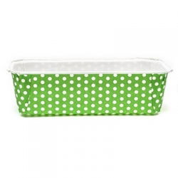 Forma retangular de papel "Plumpy" para bolo - 15,8 x 5,4 x 5 cm - verde com padrão de pontos - 6 unidades - 