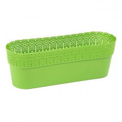 Cubierta de maceta de malla "Bella" con acabado de encaje - 30 x 11,7 cm - verde claro - 