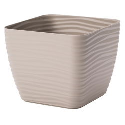 Vierkante pot van de "Sahara petit" - 13 cm - grijs-beige (taupe) - 