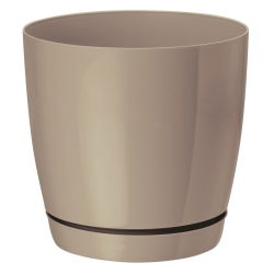 Ümmargune taimne pott Toscana alustassiga - 11 cm - beež (cafe latte) - 