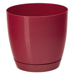 "Toscana" rund plantepotte med en tallerken - 22 cm - metallisk rød - 