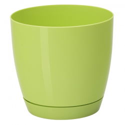 Ümmargune taimepott Toscana taldrikuga - 11 cm - heleroheline - 