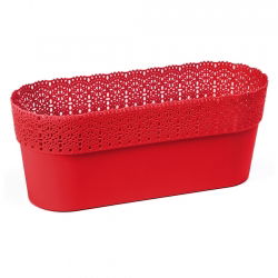 Cubierta de maceta de malla "Bella" con acabado de encaje - 30 x 11,7 cm - rojo - 