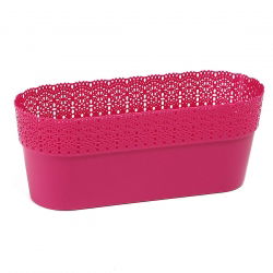 Cubierta de maceta de malla "Bella" con acabado de encaje - 30 x 11.7 cm - fucsia - 