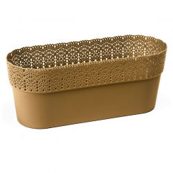 Cubierta de maceta de malla "Bella" con acabado de encaje - 30 x 11.7 cm - dorado - 