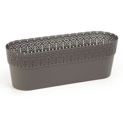 Cubierta de maceta de malla "Bella" con acabado de encaje - 30 x 11,7 cm - gris antracita - 