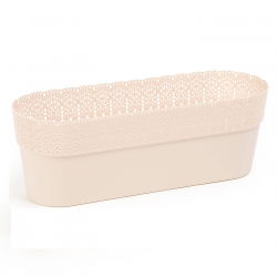 Kućište mrežaste posude "Bella" sa završetkom u obliku čipke - 38 x 12,9 cm - svijetlo bež - 