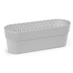 Kućište mrežaste posude "Bella" sa završetkom u obliku čipke - 38 x 12,9 cm - svijetlosiva - 