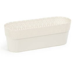 Cubierta de maceta de malla "Bella" con acabado de encaje - 30 x 11,7 cm - blanco cremoso - 