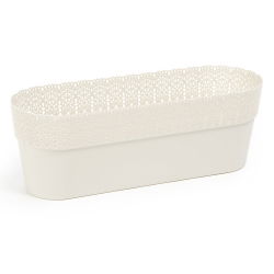 Kućište mrežaste posude "Bella" sa završetkom u obliku čipke - 38 x 12,9 cm - kremasto-bijelo - 