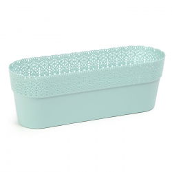 Kućište mrežaste posude "Bella" sa završetkom u obliku čipke - 38 x 12,9 cm - menta-zeleno - 