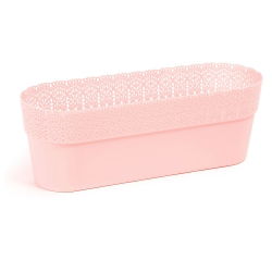 Cubierta de maceta de malla "Bella" con acabado de encaje - 30 x 11,7 cm - rosa antiguo - 