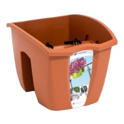 "Crown" railing-mounted balcony box - terracotta-coloured - 24 cm