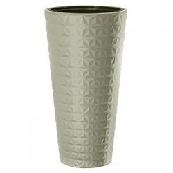 Pot tanaman bulat tinggi "Diament Slim" dengan sisipan - 30 cm - kelabu muda - 