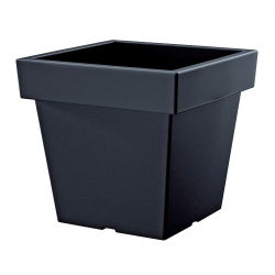 "Lofly" lichte vierkante plantenpot - 19 cm - antraciet-grijs - 