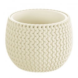 Chậu cây tròn "Splofy" có chèn - 18 cm - màu trắng kem - 