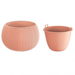 "Splofy Bowl" round plant pot with an insert - 29 cm - peach