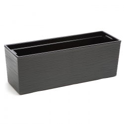 Fioriera "Begonia" - 19 x 56 cm - cesellata, grigio grafite metallizzato - 