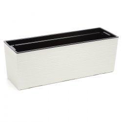 Fioriera "Begonia" - 19 x 56 cm - cesellata, bianco crema - 