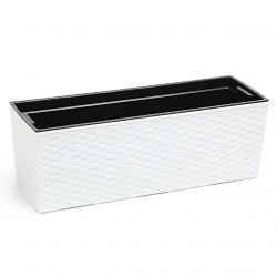 Fioriera "Begonia" - 19 x 56 cm - rattan bianco - 