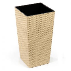 Penanam tinggi "Finezja" dengan sisipan - 40 cm - rotan cappuccino-beige - 