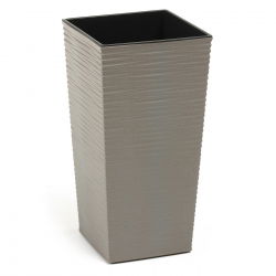 Umweltfreundlicher Topf teilweise aus Holz - Finezja Eco - 25 cm - gemeißelt, grau - 