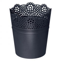 Chậu hoa tròn có ren - 11 cm - Ren - Anthracite - 
