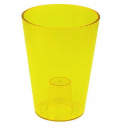 Pot de fleurs rond, haut - Lilia - 12,5 cm - Jaune transparent - 