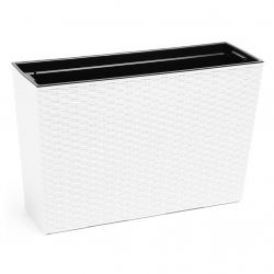 Fioriera / fioriera "Werbena" - 19 x 56 cm - rattan bianco - 