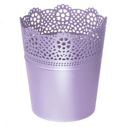 Maceta redonda con encaje - 18 cm - Encaje - Lavanda - 
