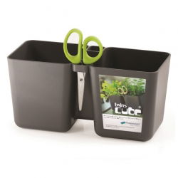 Pot Twins Cube "Twins Cube" - 24 x 11 cm - kelabu-grafit - 
