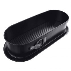 Svart avlång rektangulär non-stick fjäderform - 34 x 12 cm - för kakor och tortyr - 