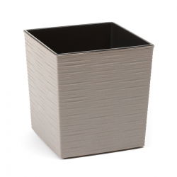 Umweltfreundlicher Topf teilweise aus Holz - Juka Eco - 25 cm - gemeißelt, grau - 