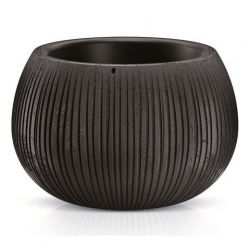 Rund växtkruka med insats "Beton Bowl" - 14,4 cm - svart betong - 