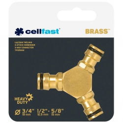 Raccordo portagomma a 3 vie in ottone OTTONE - 1/2 "- 3/4" - CELLFAST - 