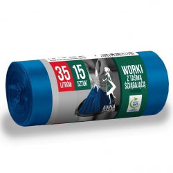 Sacos de lixo Quick-Tie blue - EXTRASTRONG - 35 litros - 15 pcs - LDPE - 