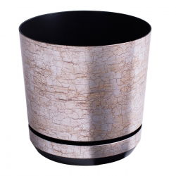Macetero redondo "Dekor" - 26 cm - plata antigua - 