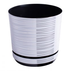 Macetero redondo "Dekor" - 26 cm - rayas blancas - 
