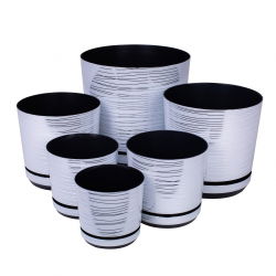 Macetero redondo "Dekor" - 26 cm - rayas blancas - 